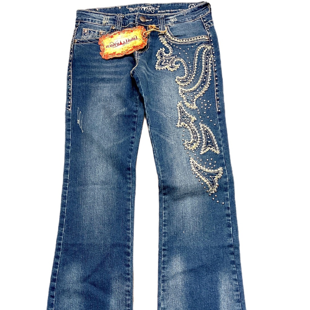 Trinity Ranch Montana West NWT Boot Cut Denim Jeans Factory Distressed Juniors 9